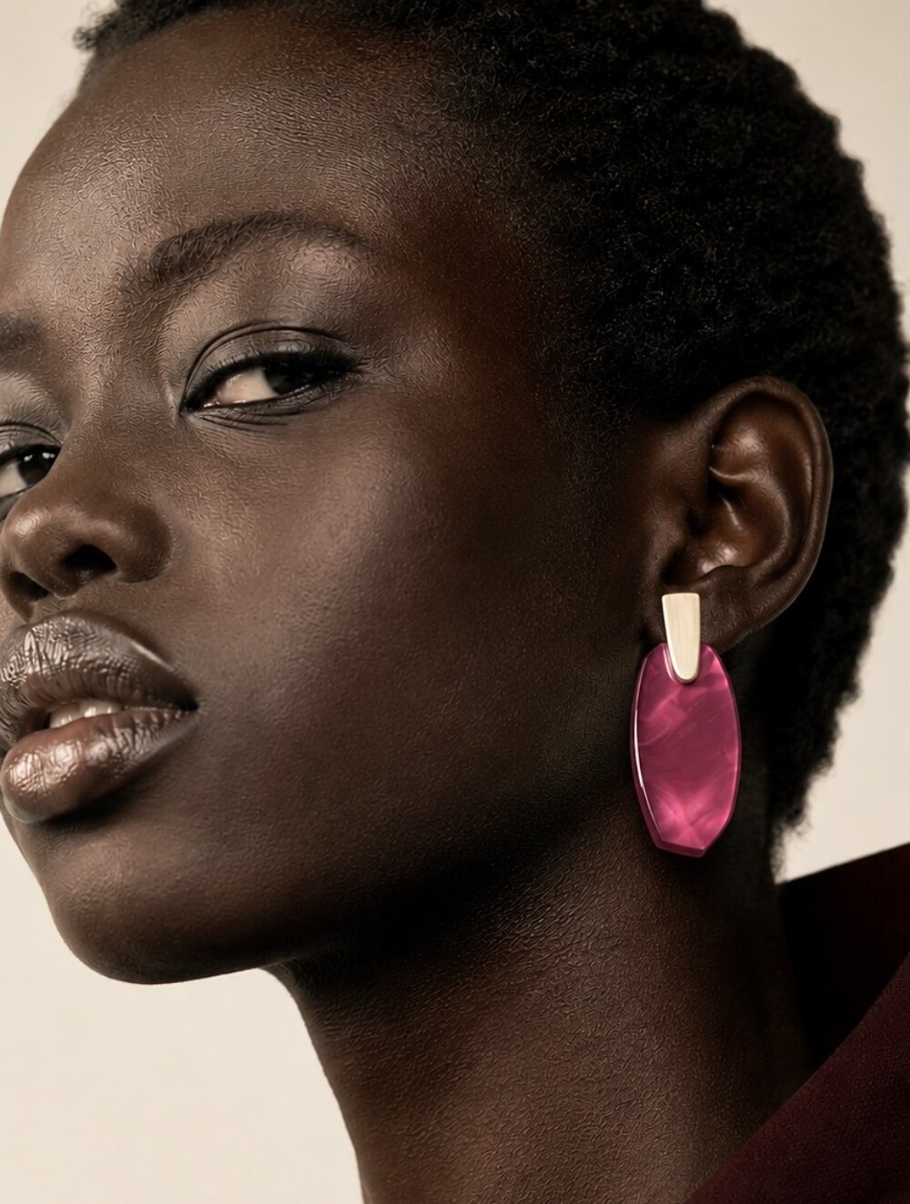 Kendra Scott Aragon Unframed Gold Statement Earrings Berry Illusion Fuchsia